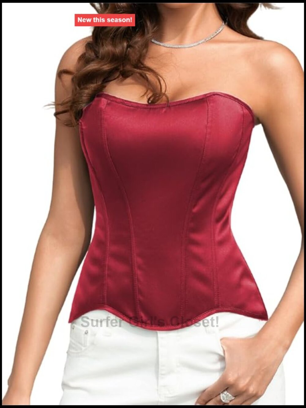 Lustrous Satin Corset Strapless Lace-Up Shapewear Wedding Guest Dinner